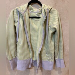 GAP Yellow and White Striped Hoodie women’s medium heavy knit